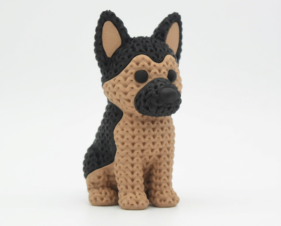 Crochet-Style German Shepherd — 3D printed