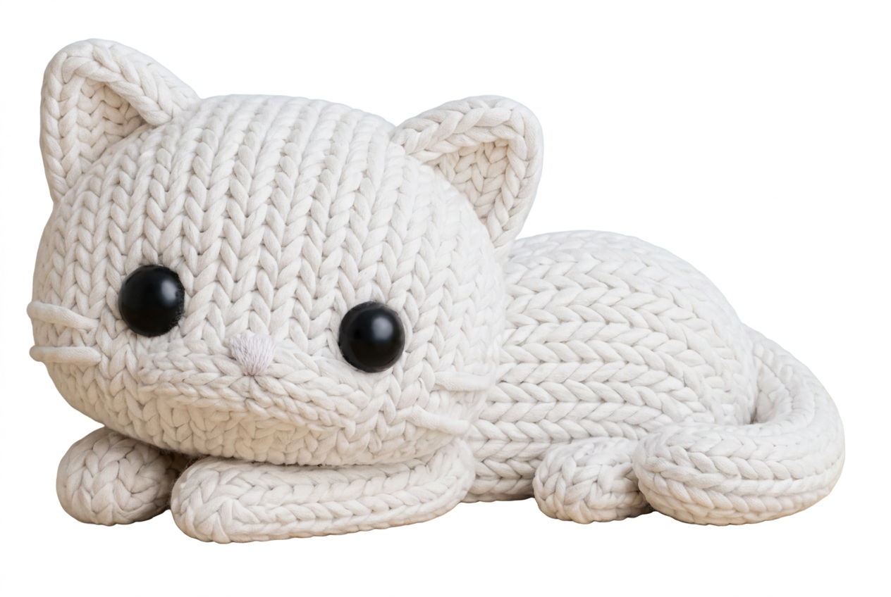 Crochet-Style Kitten — 3D printed